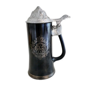 Vintage Princess House Inc. VIP Stein Embossed Black with Pewter Lid Maiden Poem
